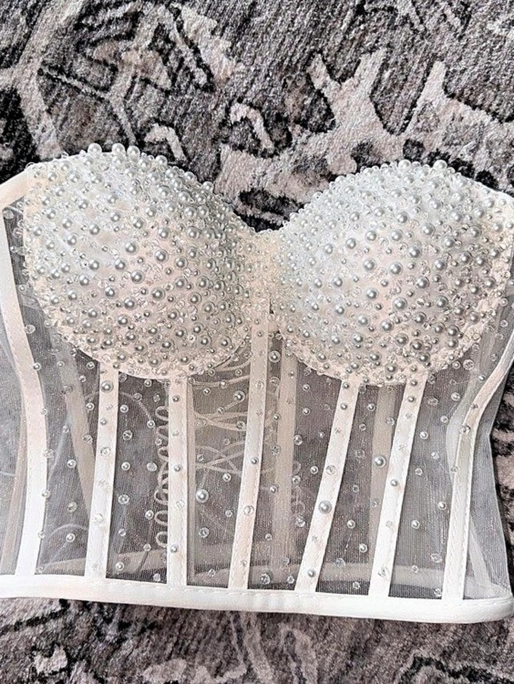 Brand New Pearl Beaded Corset Bustier White Size Sm/Med